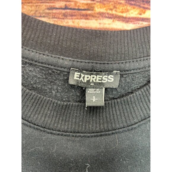 Express "Boss Lady" Womens Black Pockets Sweatshirt Small - Picture 4 of 6